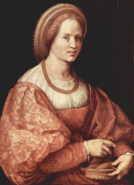 Jacopo Pontormo Portrat einer Dame mit Spindelkorbchen oil painting picture